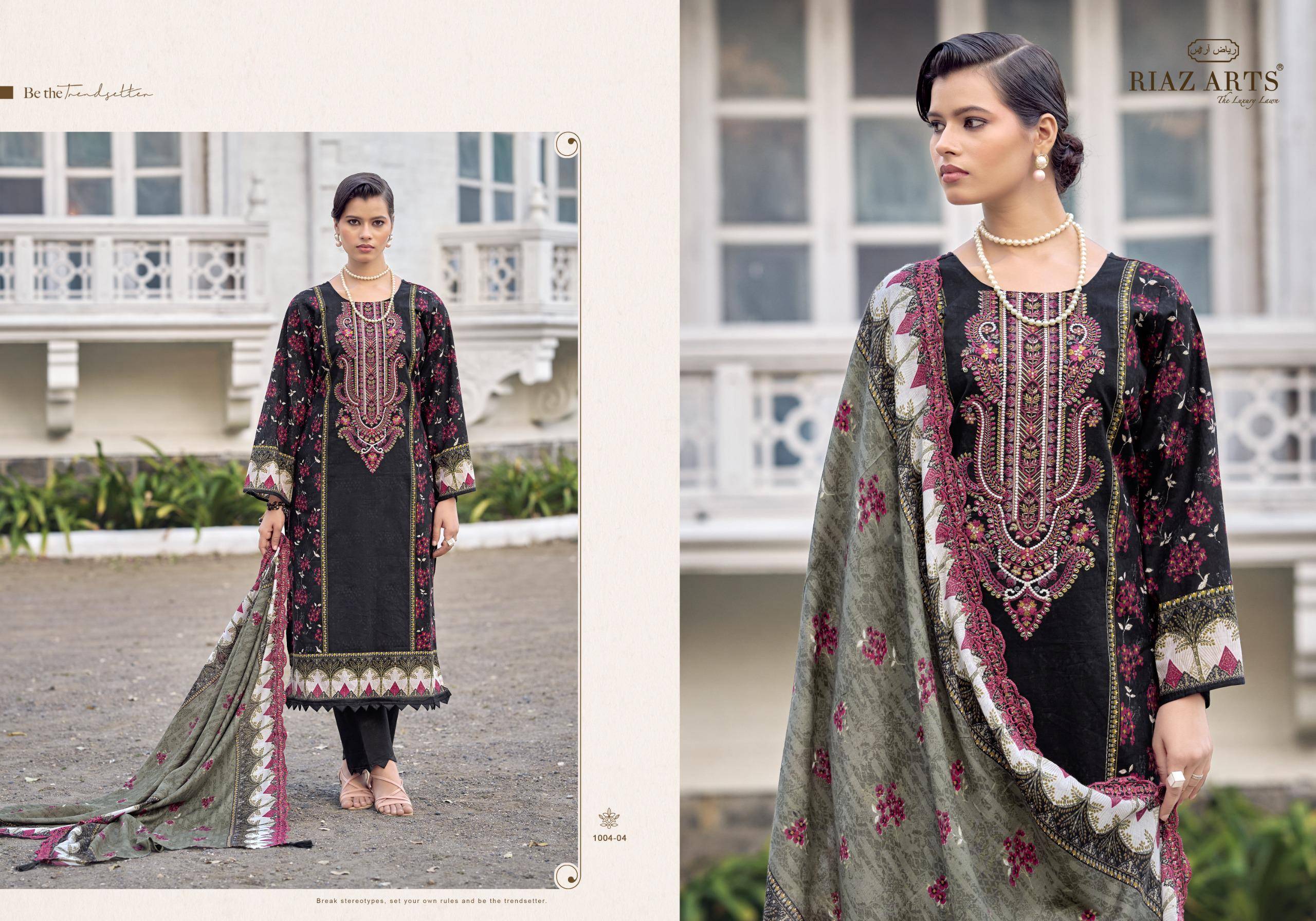 BIN SAEED NAWAZISH VOLUME.2 by RIAZ ARTS PRINTS 1001 TO 1006 SERIES Pakistani Stylish Embroidered COTTON CAMRIC Dresses At Wholesale Price